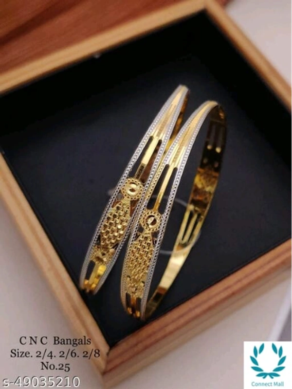 Beautiful Bangles Combination of Sliver and Gold Plating - 2.6